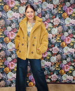 BOXY TEDDY COAT - BROWN