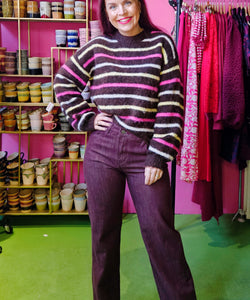 JOY STRIPED KNIT - BROWN