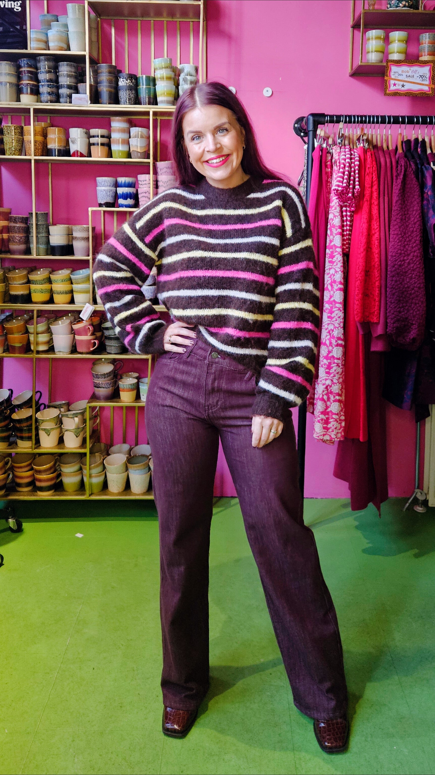 JOY STRIPED KNIT - BROWN