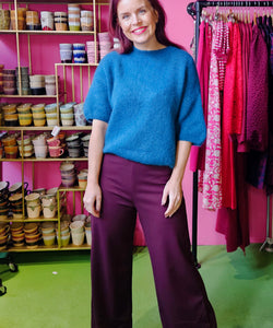 BRYNN WOOL PULLOVER - PETROL BLUE