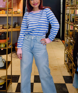 CHARLOT STRIPED PULLOVER - PINK/BLUE