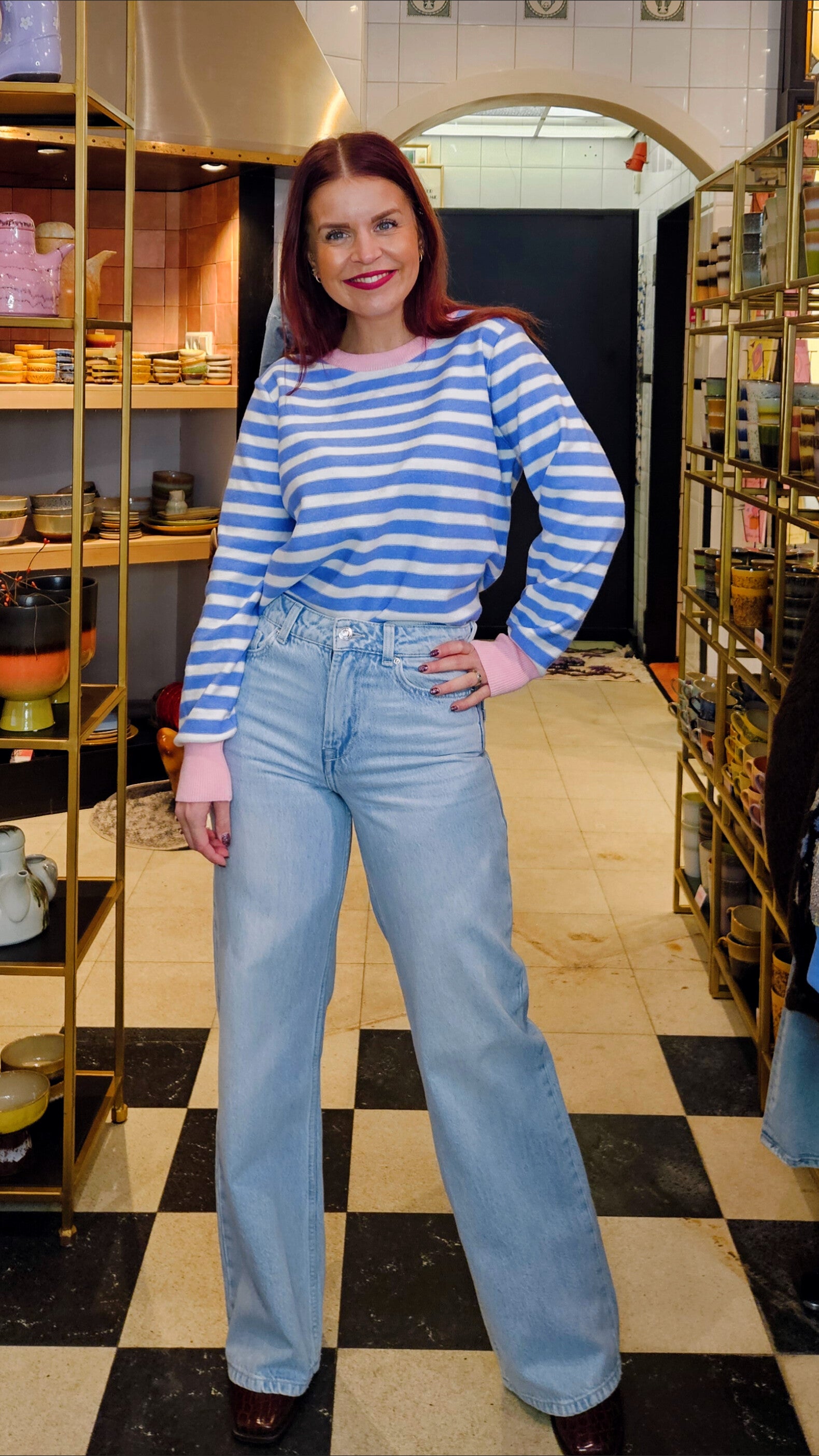 CHARLOT STRIPED PULLOVER - PINK/BLUE