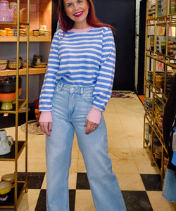CHARLOT STRIPED PULLOVER - PINK/BLUE