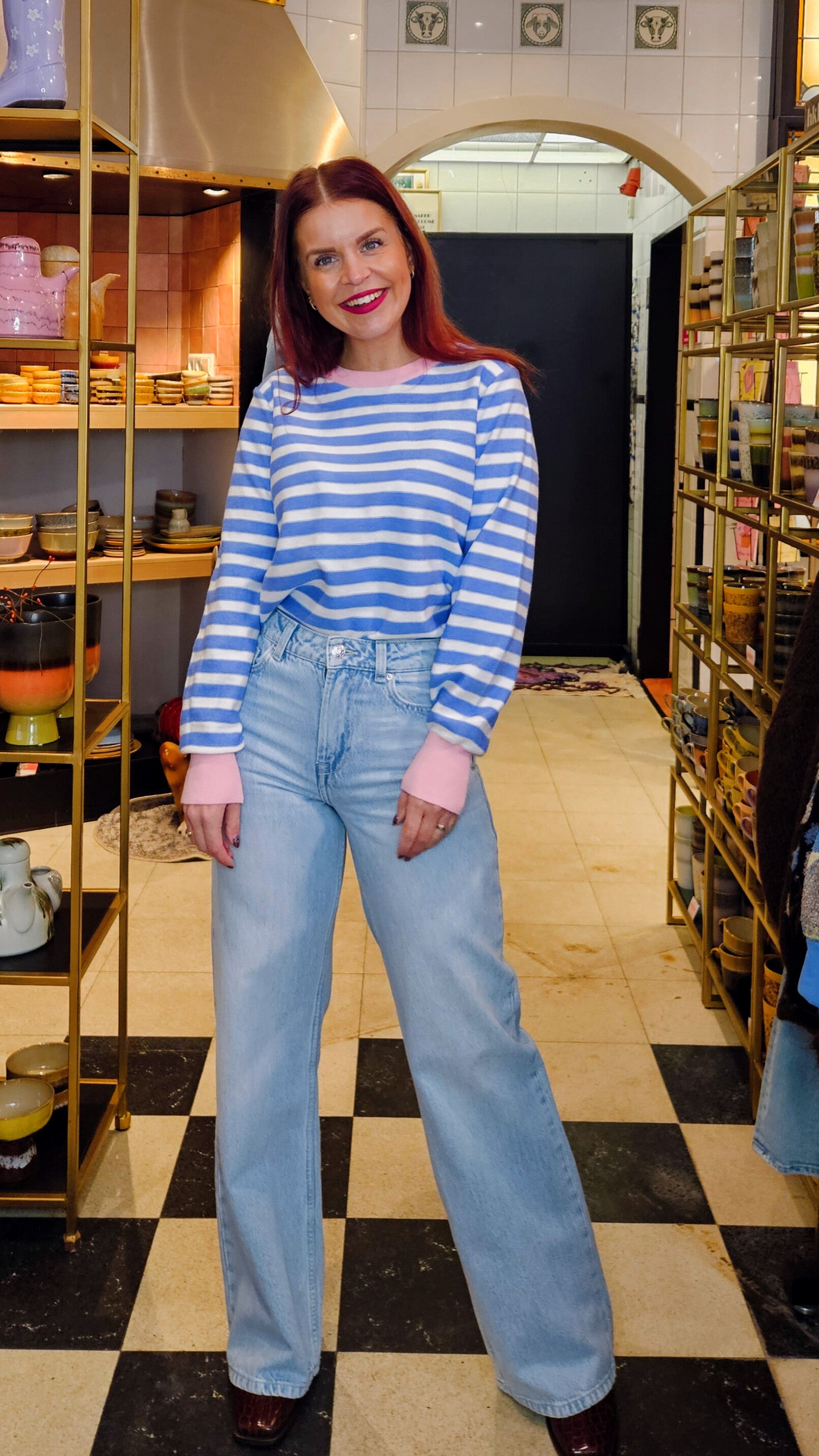 CHARLOT STRIPED PULLOVER - PINK/BLUE