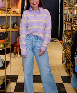 LOURDES STRIPED POLO - LILAC