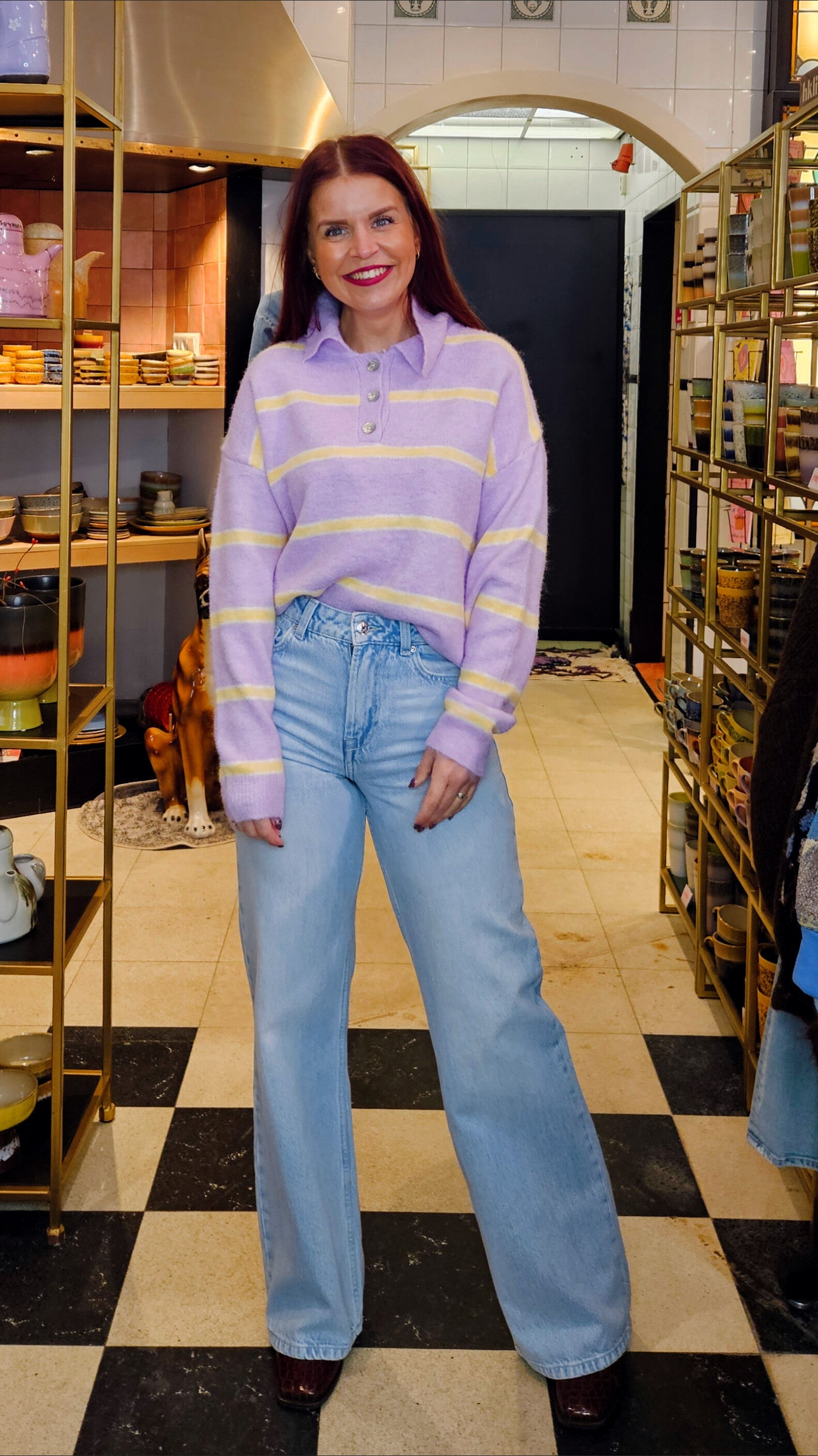 LOURDES STRIPED POLO - LILAC