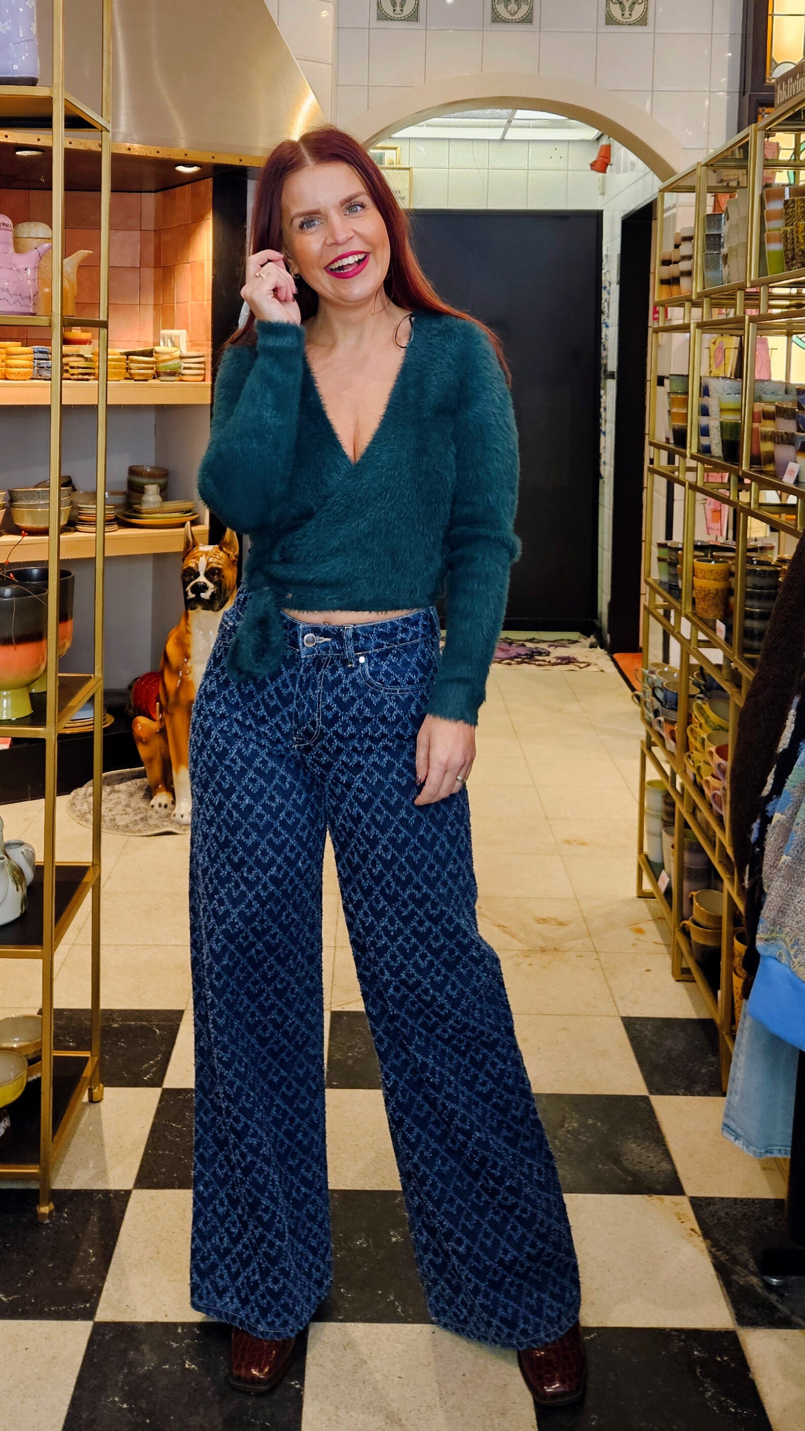 HAIRY WRAP CARDIGAN - GREEN