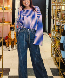 NÜMPH | BROOKLYN HR WIDE STITCH JEANS - MEDIUM BLUE DENIM