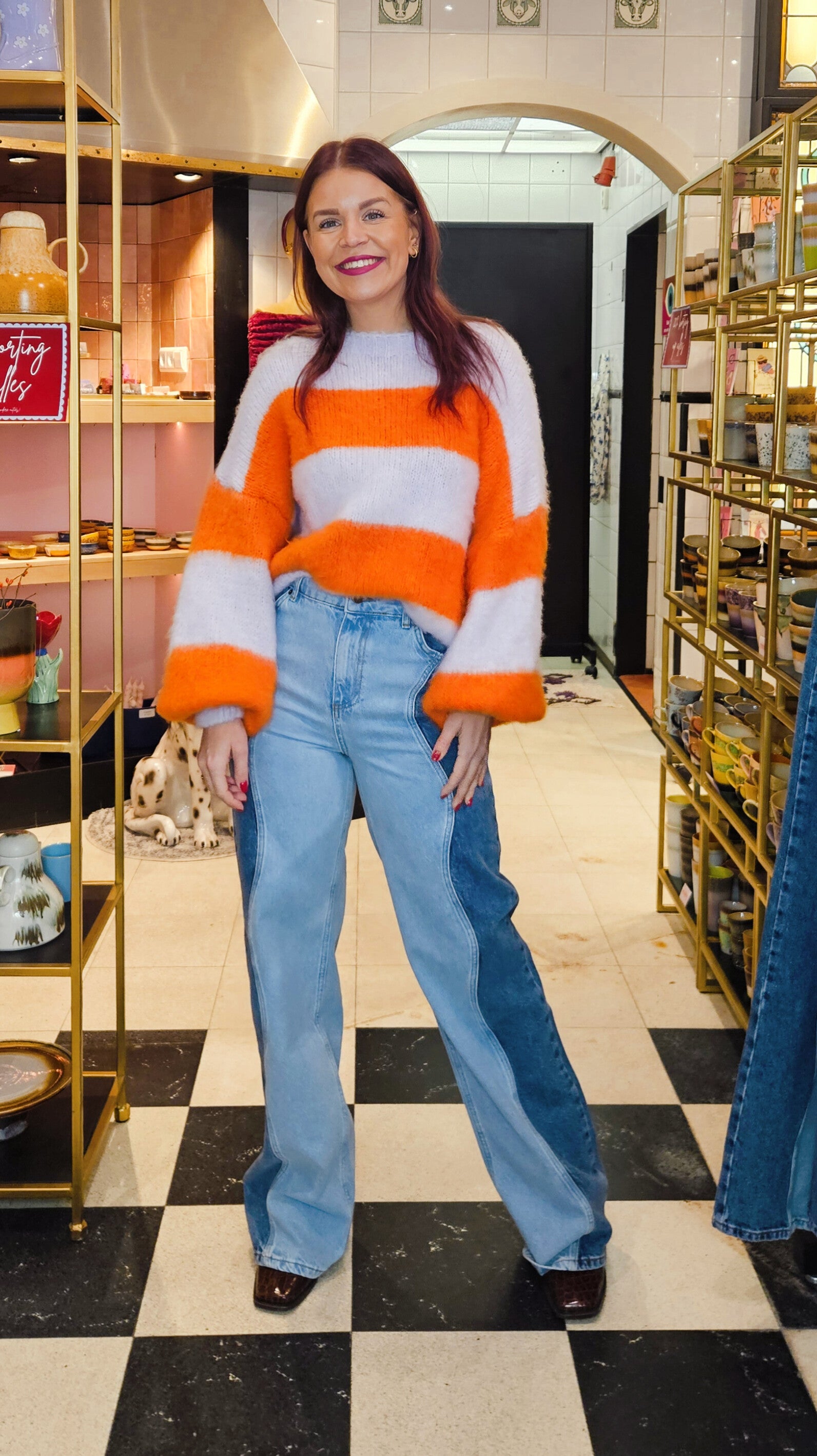 MICKY STRIPED SOFT KNIT - LILAC/ORANGE