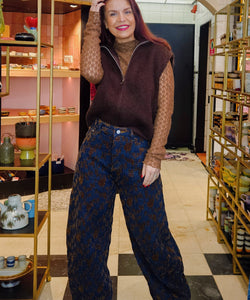 RIPLEY BARREL VELVET JEANS - BLUE