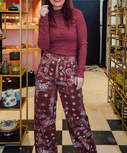 JUNE TEXTURED SHIRT - BORDEAUX