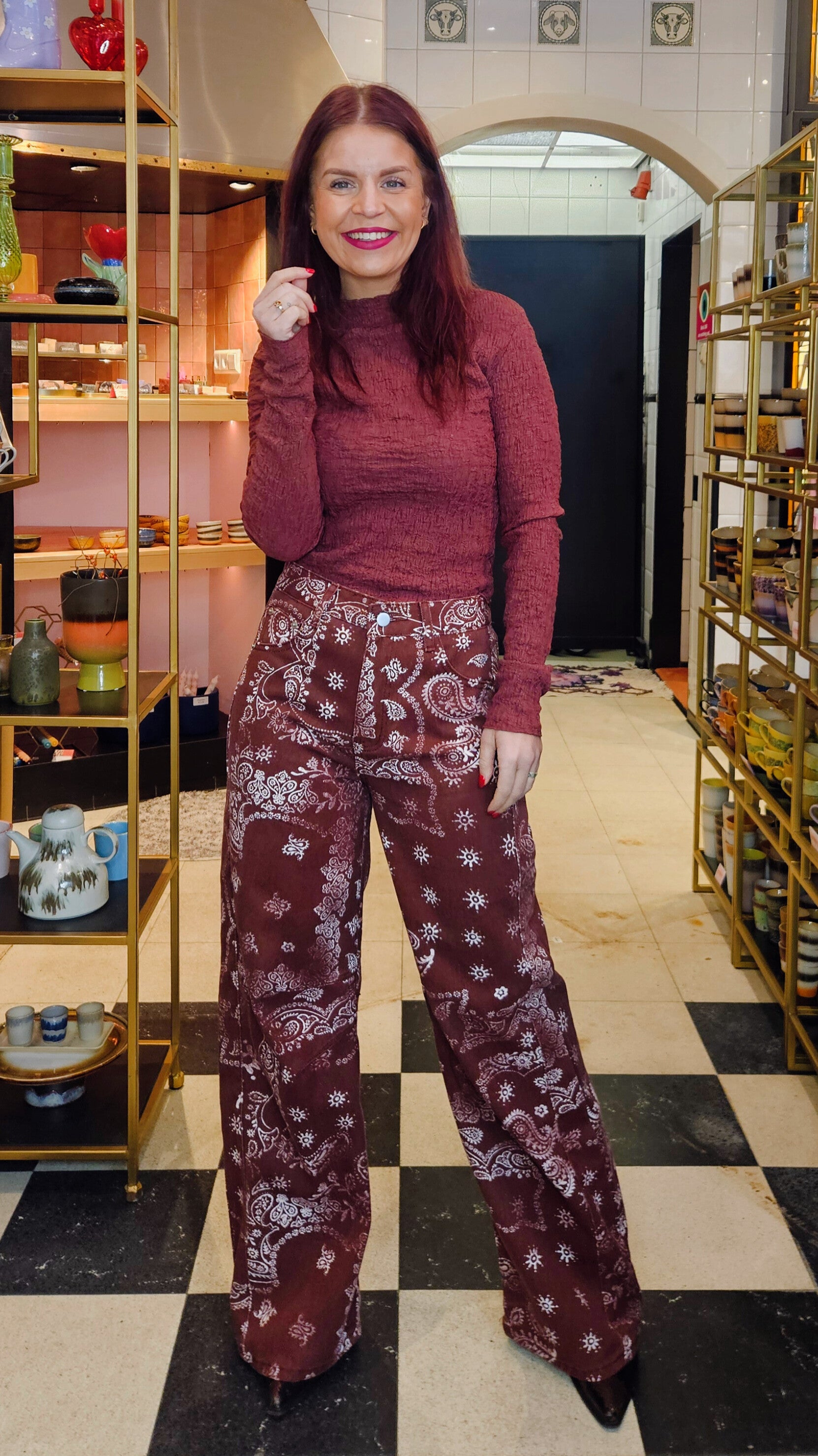 JUNE TEXTURED SHIRT - BORDEAUX