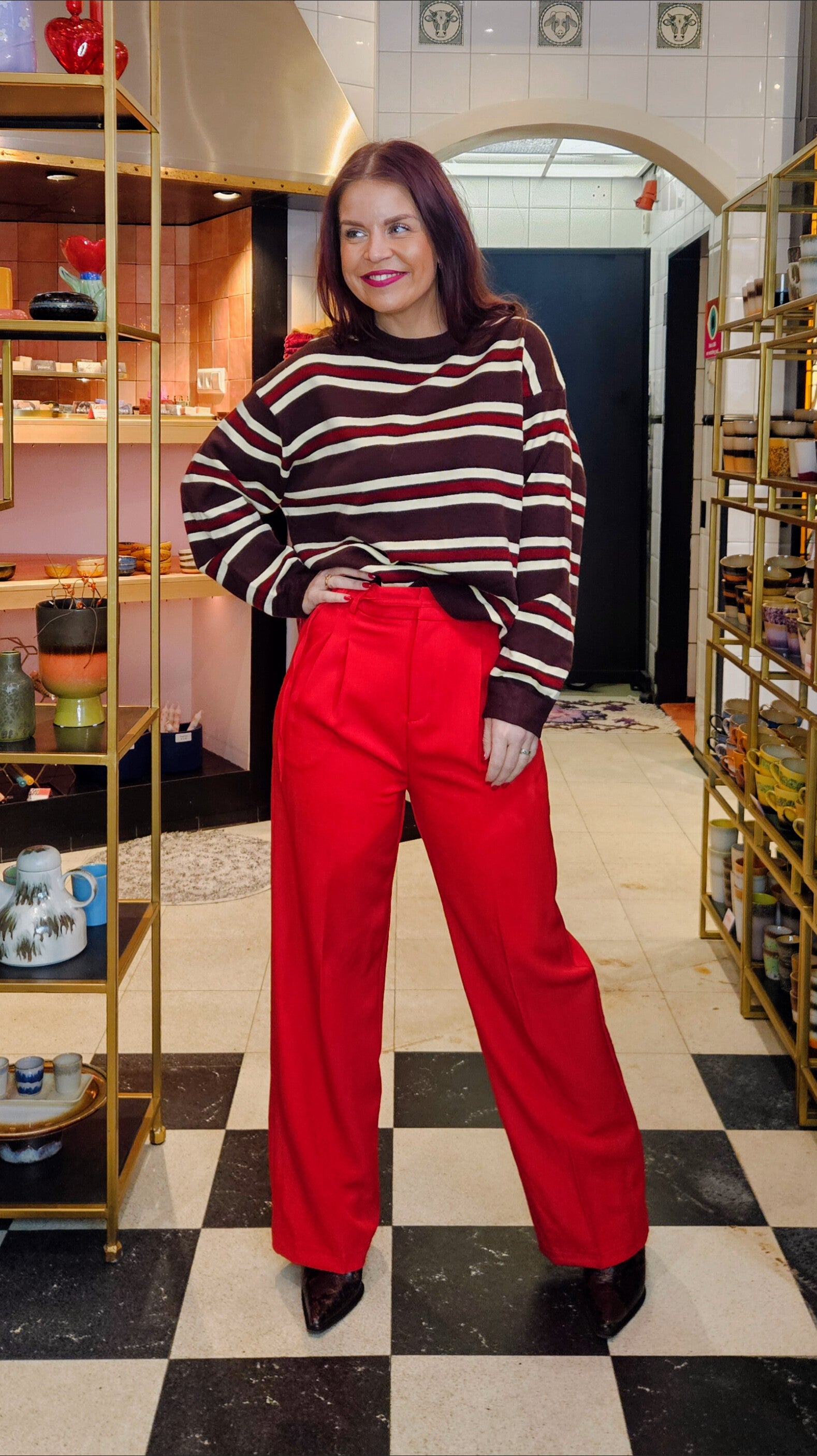 MILY STRIPED PULLOVER - BROWN/YELLOW