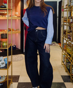 NÜMPH | SINDI MIX BLOUSE - DARK SAPPHIRE