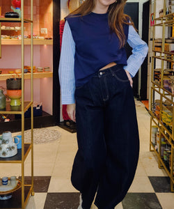 NÜMPH | SINDI MIX BLOUSE - DARK SAPPHIRE