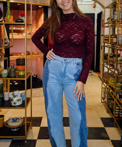 VEERLE CROCHET TOP - BORDEAUX