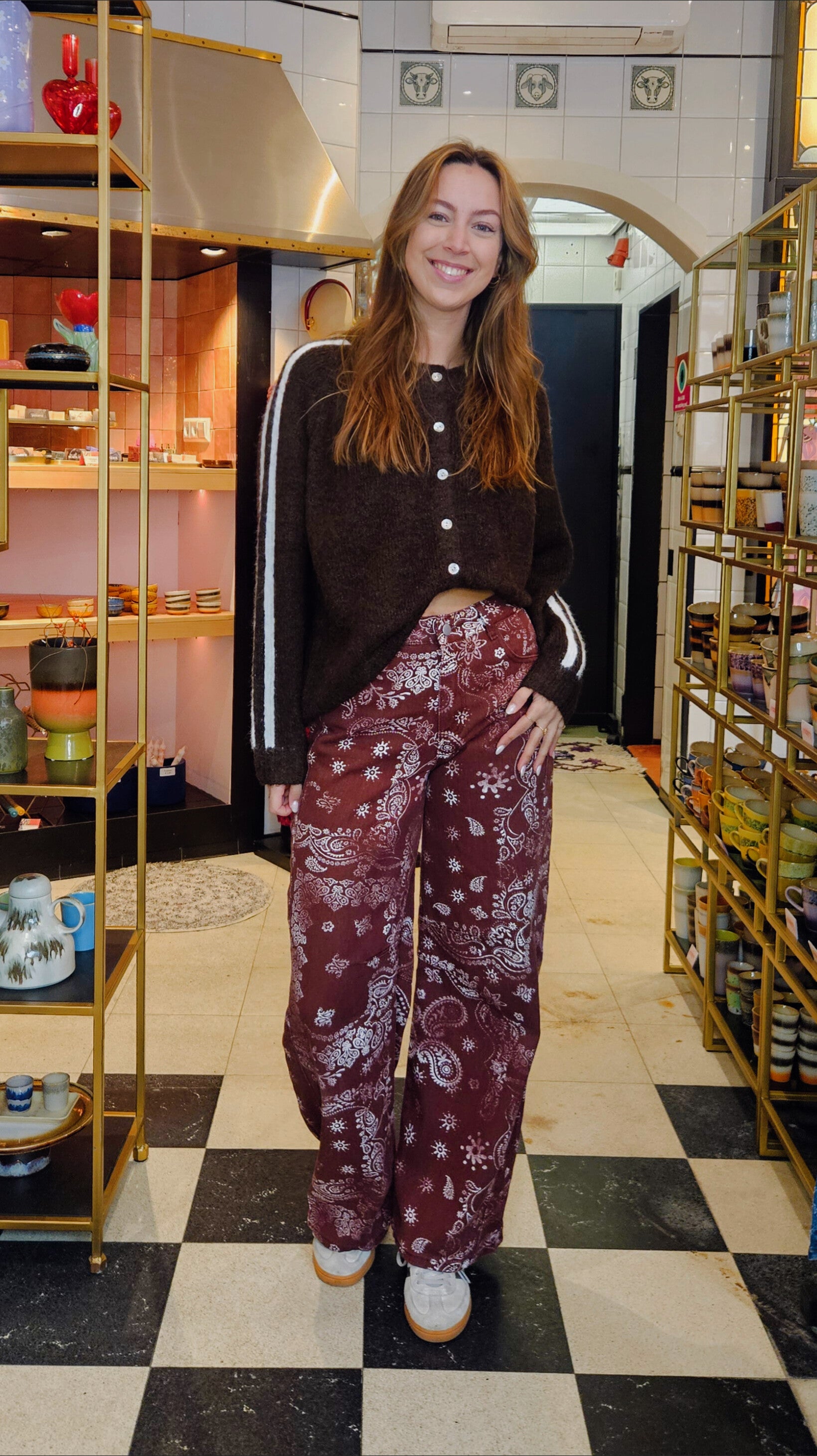 ZARA STRIPED CARDIGAN - BROWN