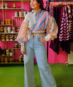 RIVER WRAPPED STRIPED BLOUSE - MULTI