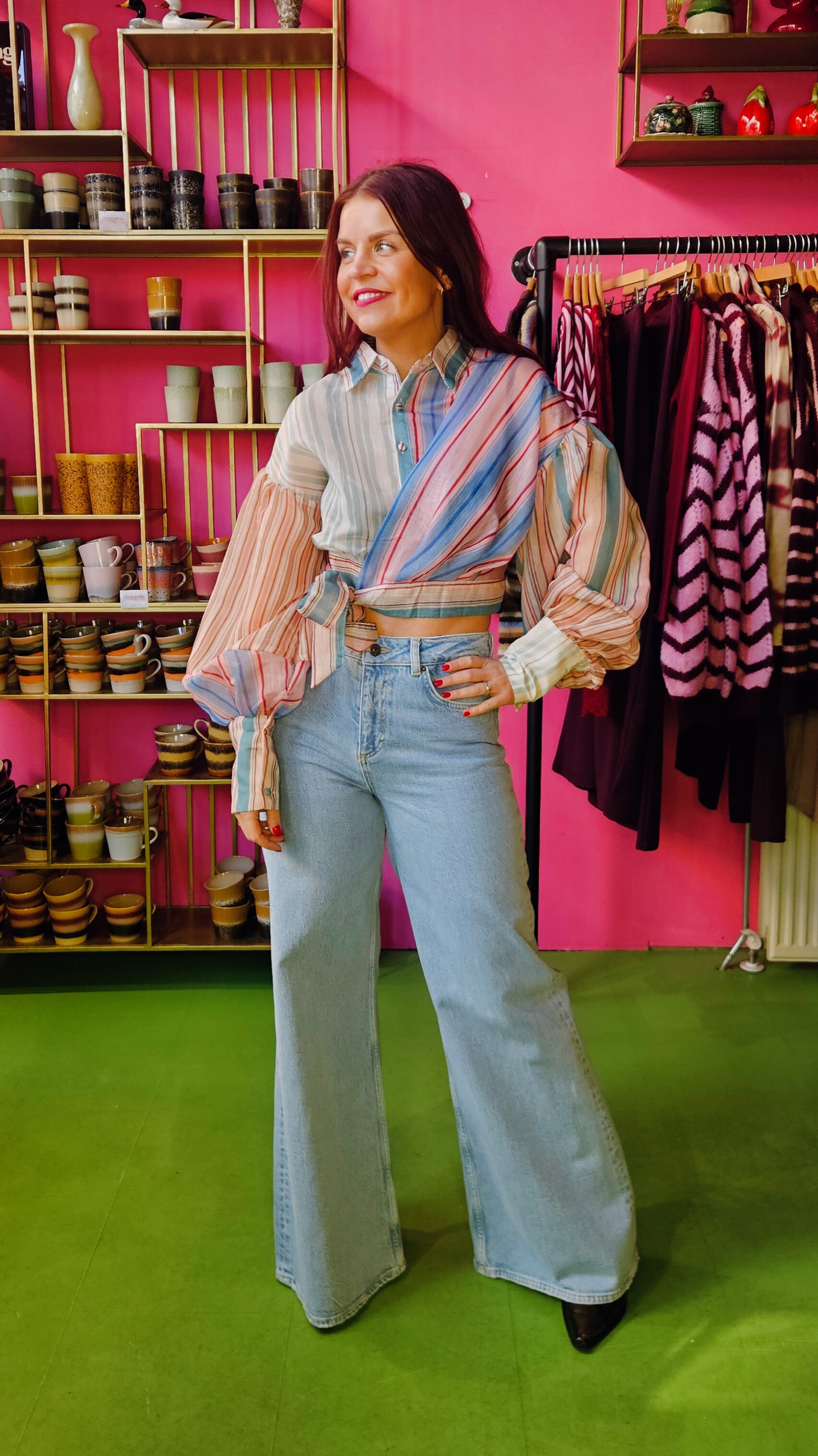 RIVER WRAPPED STRIPED BLOUSE - MULTI