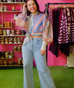 RIVER WRAPPED STRIPED BLOUSE - MULTI