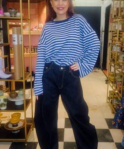 SAMMIE STRIPED SHIRT - NAVY/LIGHT BLUE