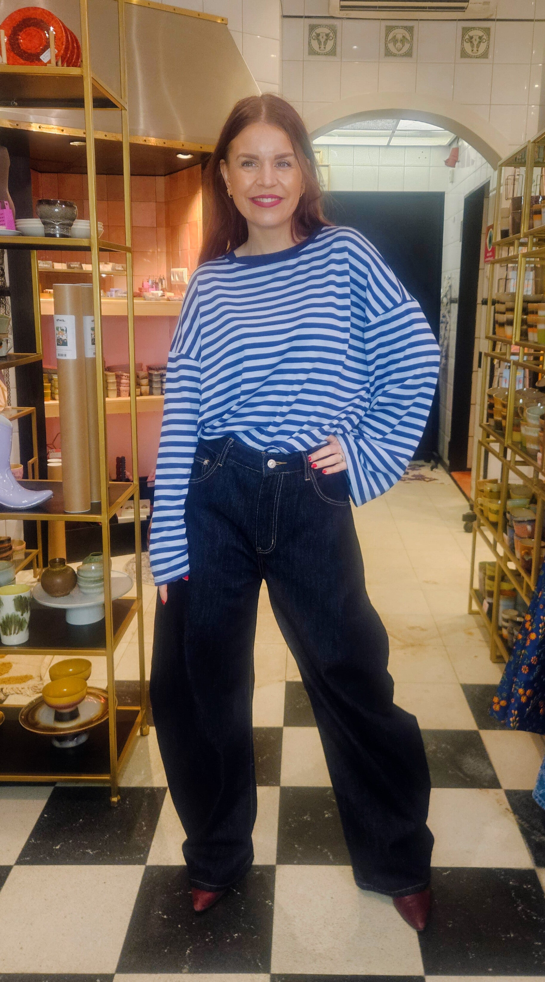 SAMMIE STRIPED SHIRT - NAVY/LIGHT BLUE