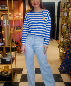 COMPAÑÍA FANTÁSTICA | HEART EBROIDERY LONGSLEEVE - BLUE