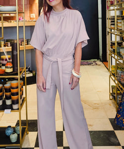 GIRL TURTLENECK JUMPSUIT - MAUVE