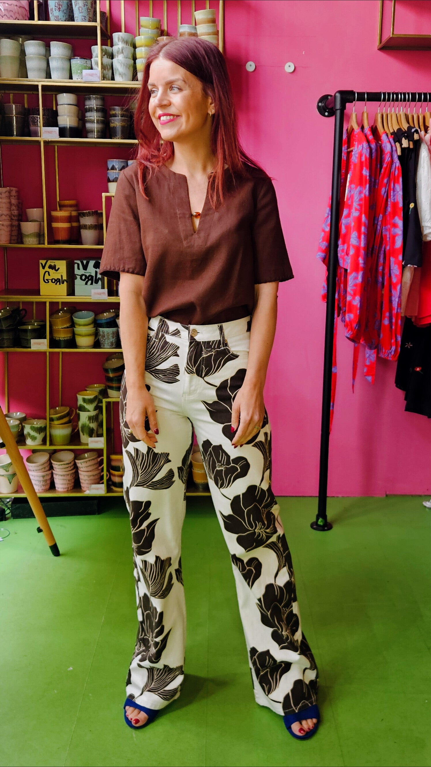 BONNYE WIDE LEG JEANS - FLOWER PRINT