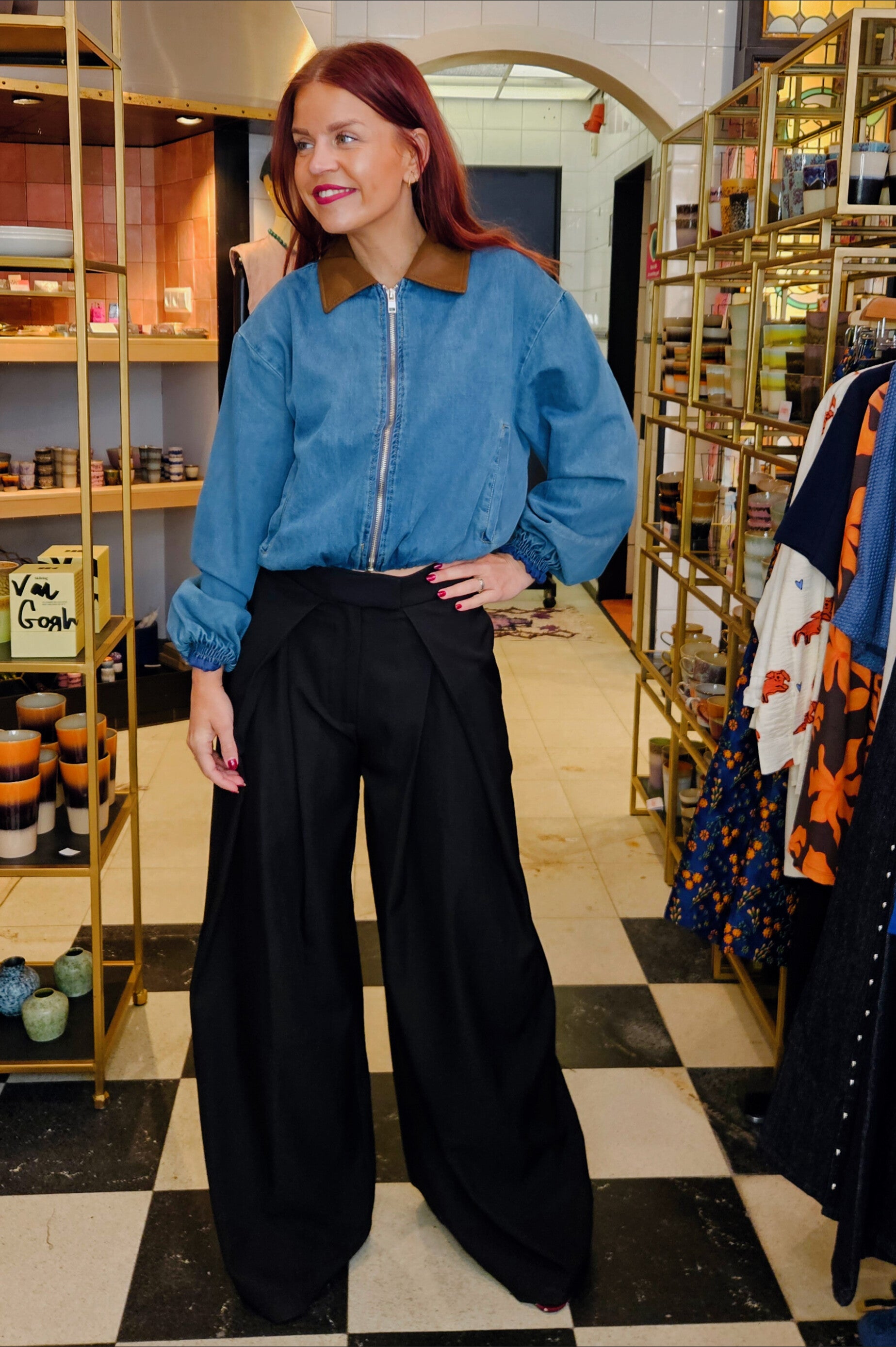 DREW PLEATED PANTS - BLACK