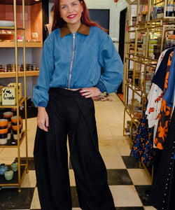 DREW PLEATED PANTS - BLACK