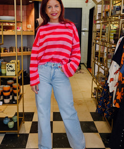 YUKA STRIPED SHIRT - FUCHSIA/RED