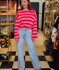 YUKA STRIPED SHIRT - FUCHSIA/RED