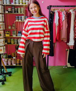 DEAN PLEATED PANTS - BROWN