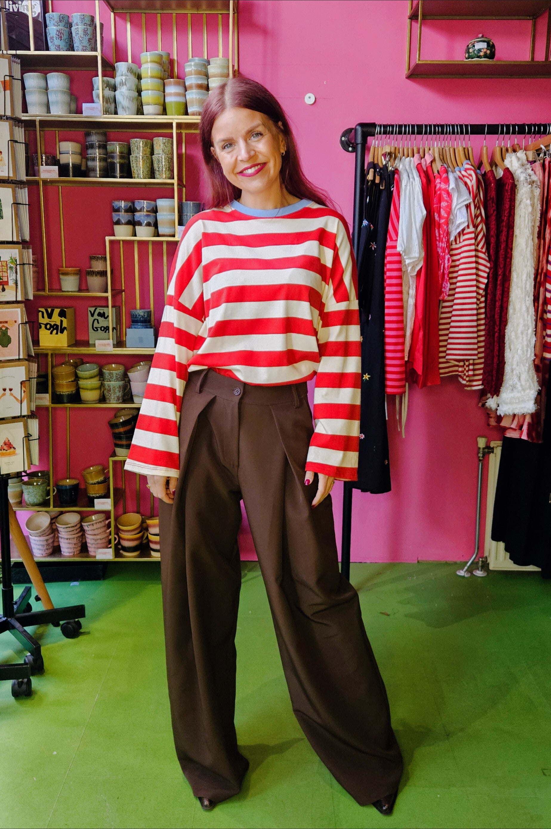 DEAN PLEATED PANTS - BROWN