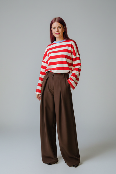 DEAN PLEATED PANTS - BROWN
