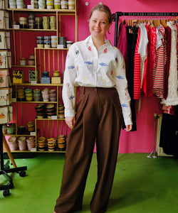 DEAN PLEATED PANTS - BROWN