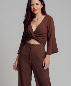 BOB & BILL | BERAWA SOPHIE WRAP TOP - ESPRESSO