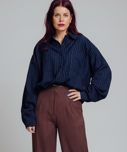 CHRIS PINSTRIPED JACKET - NAVY