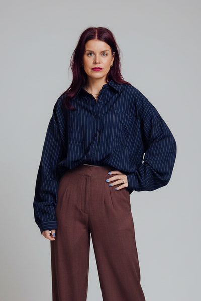 CHRIS PINSTRIPED JACKET - NAVY
