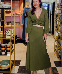 BOB & BILL | BERAWA SOPHIE WRAP TOP - BASIL
