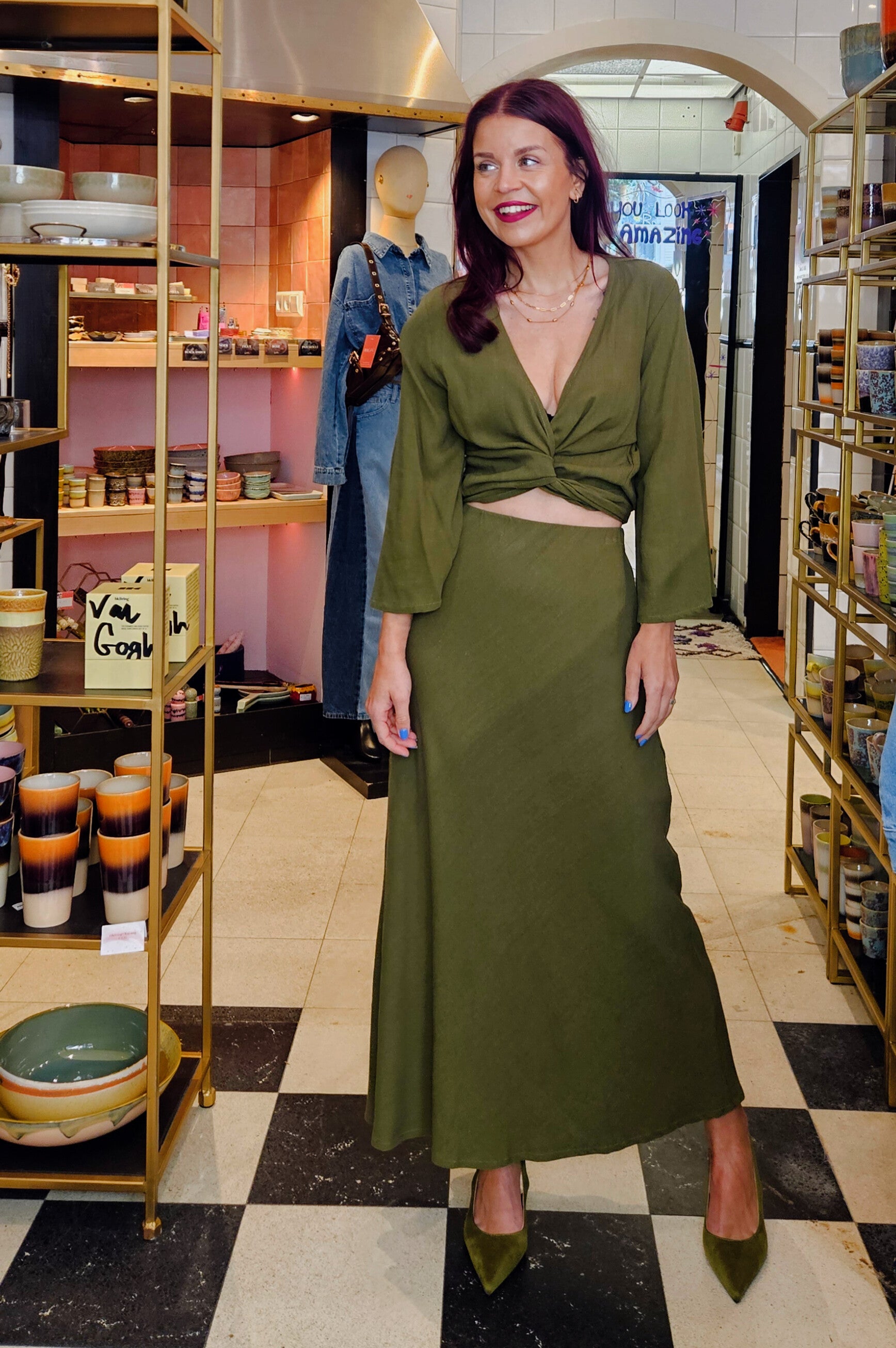 BOB & BILL | BERAWA SOPHIE WRAP TOP - BASIL