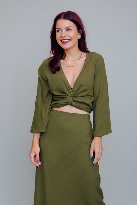 BOB & BILL | BERAWA SOPHIE WRAP TOP - BASIL