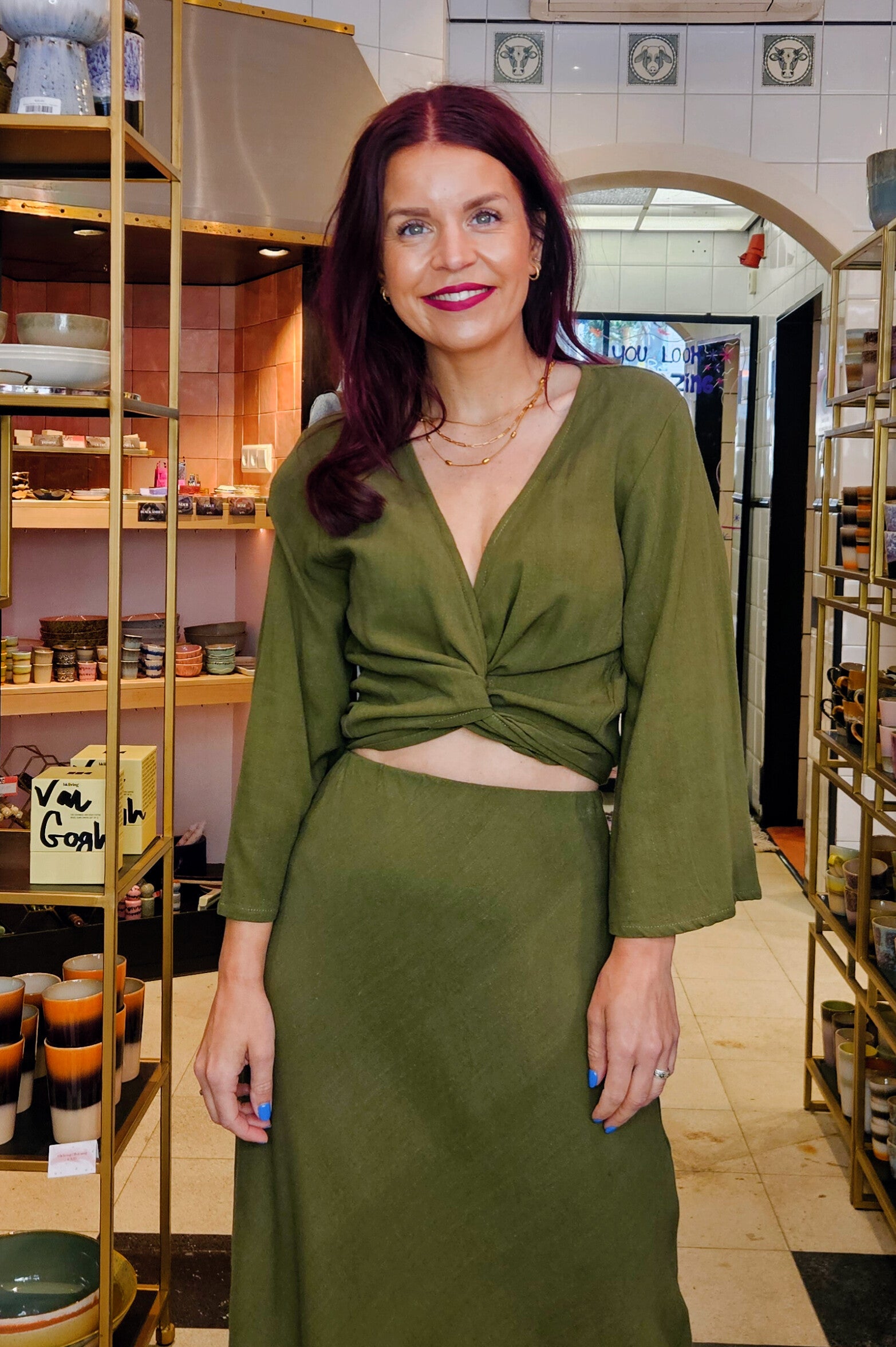 BOB & BILL | BERAWA SOPHIE WRAP TOP - BASIL