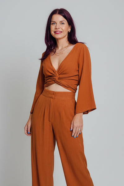 BOB & BILL | BERAWA SOPHIE WRAP TOP - BRICK