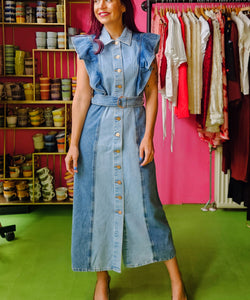YAS | CAWI SL DENIM LONG DRESS - MEDIUM BLUE DENIM