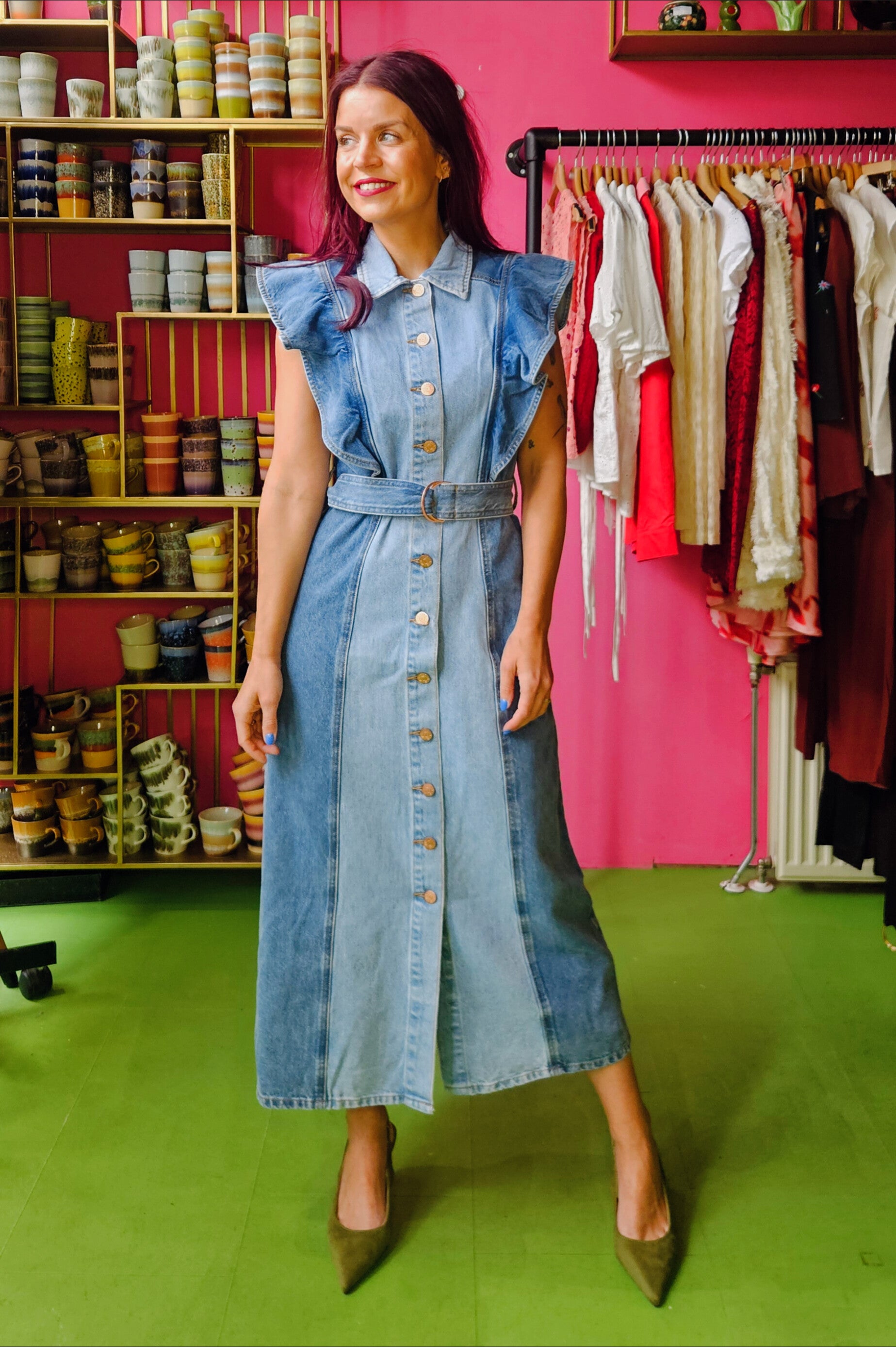 YAS | CAWI SL DENIM LONG DRESS - MEDIUM BLUE DENIM