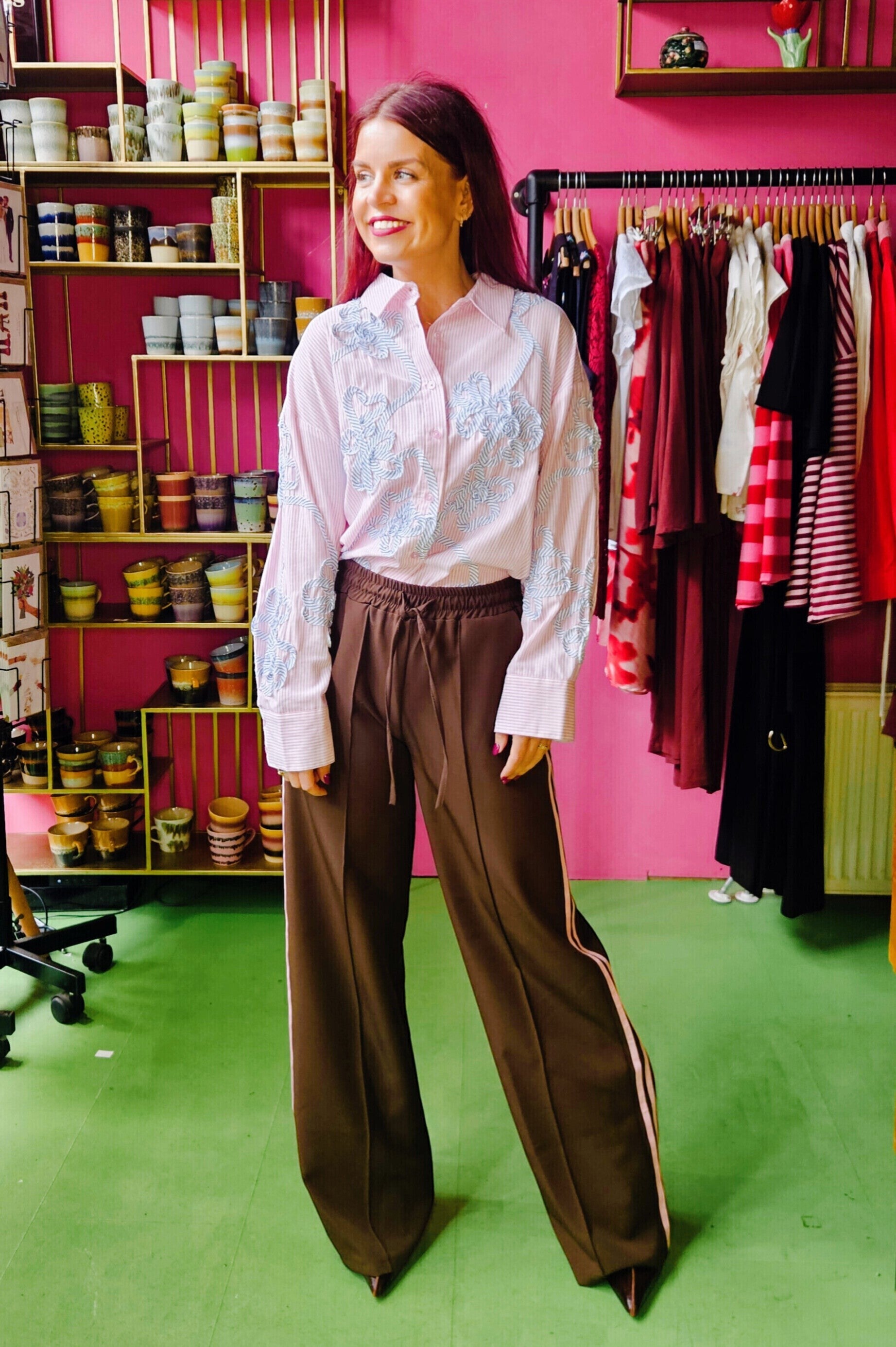 JOSJE TRACKING PANTS - BROWN/PINK