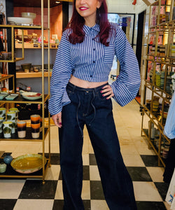 MABELLE STRIPED BLOUSE - BLUE