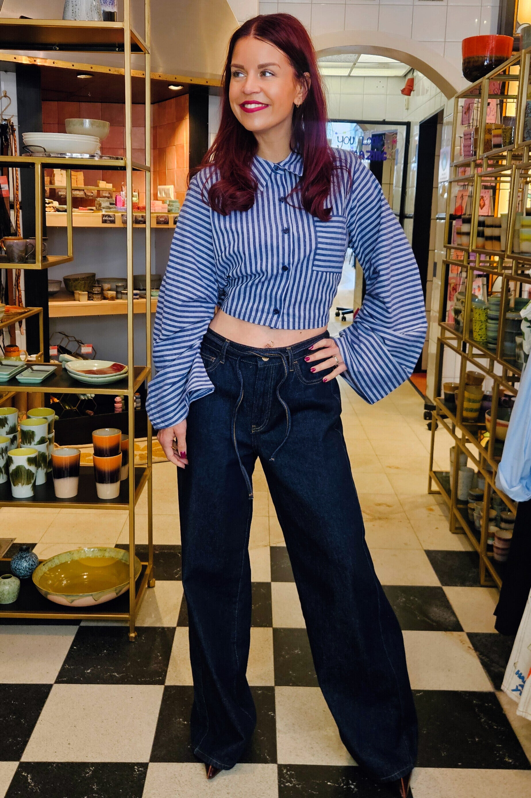 MABELLE STRIPED BLOUSE - BLUE